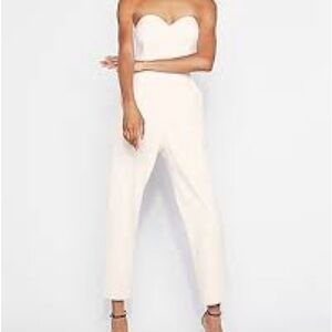Express Cream Strapless Jumpsuit